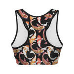 Watercolor Koi Carp Fish Pattern Print Women's Sports Bra