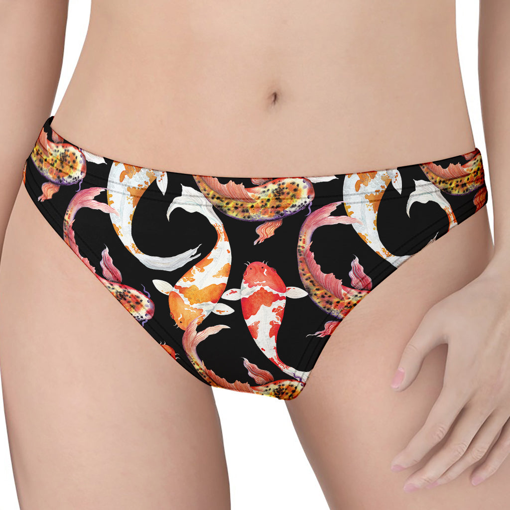 Watercolor Koi Carp Fish Pattern Print Women's Thong