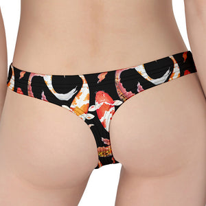 Watercolor Koi Carp Fish Pattern Print Women's Thong