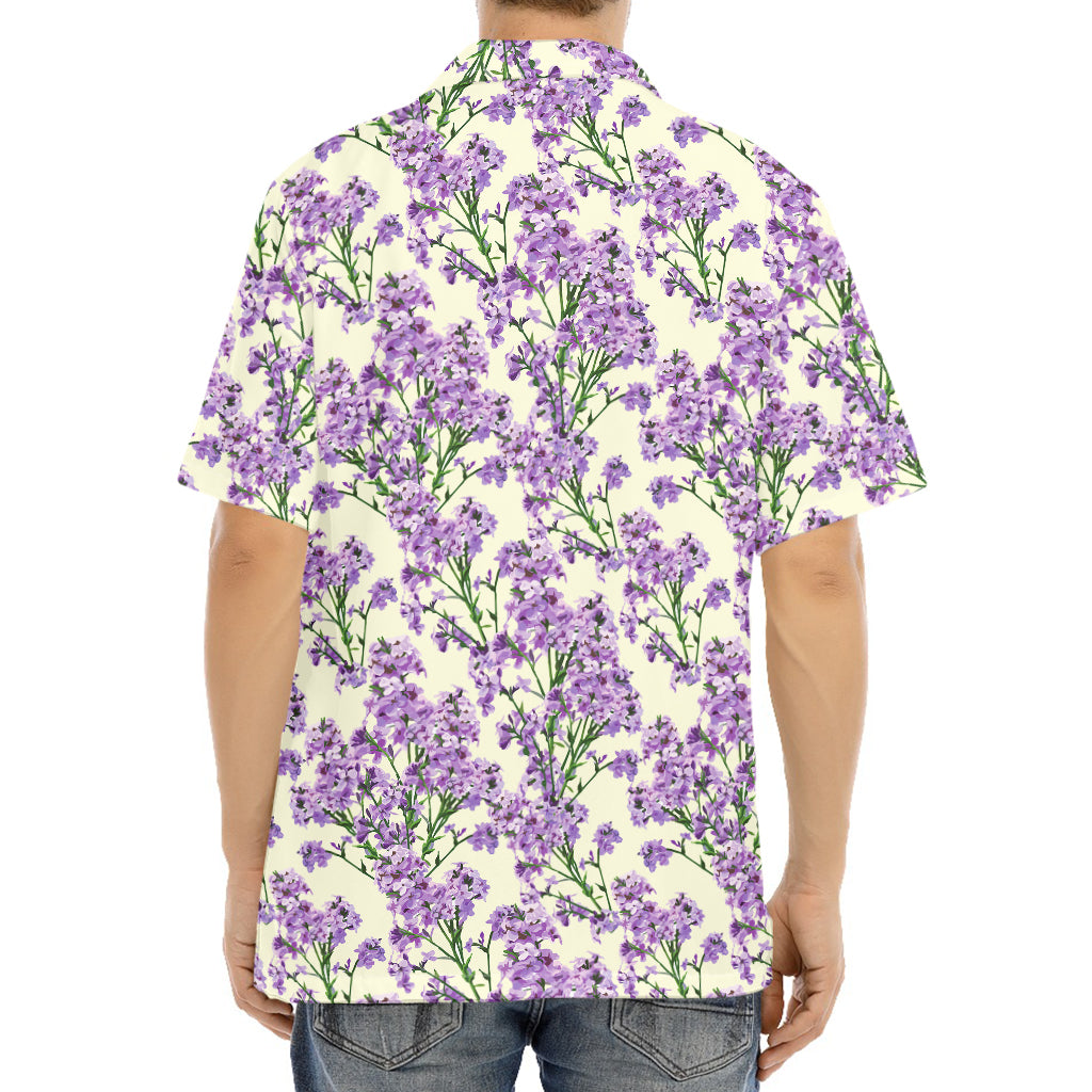 Watercolor Lavender Pattern Print Aloha Shirt