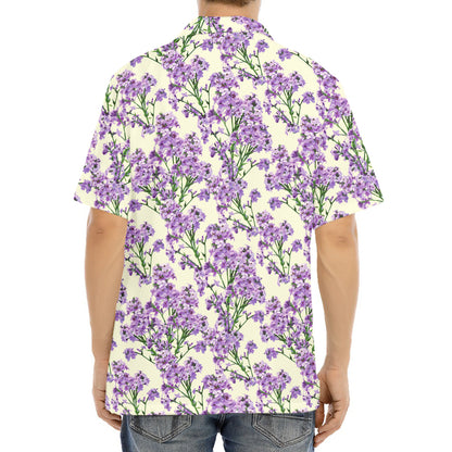 Watercolor Lavender Pattern Print Aloha Shirt