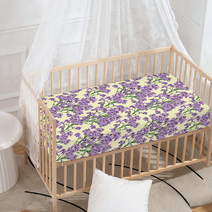 Watercolor Lavender Pattern Print Baby Crib Sheet