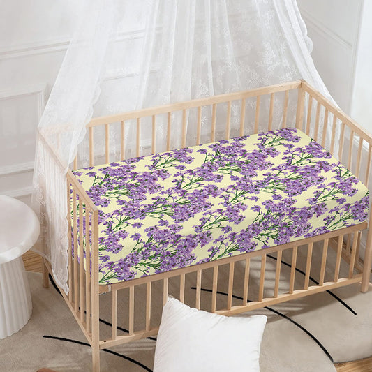 Watercolor Lavender Pattern Print Baby Crib Sheet