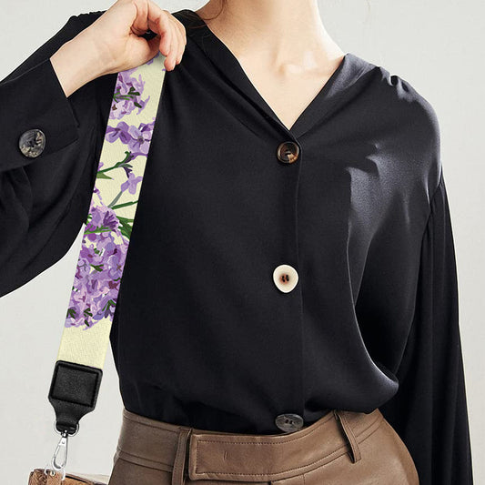 Watercolor Lavender Pattern Print Bag Strap