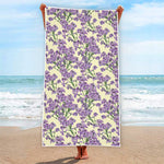 Watercolor Lavender Pattern Print Beach Towel