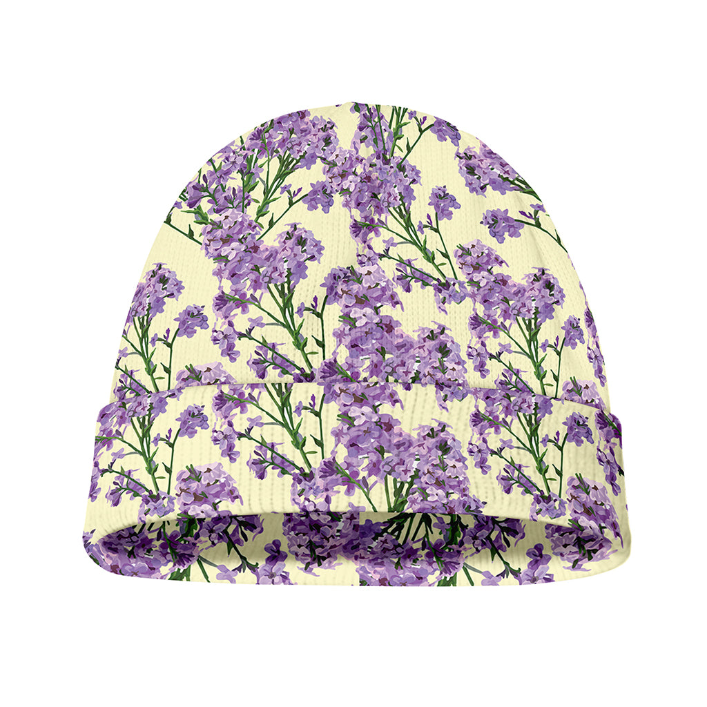 Watercolor Lavender Pattern Print Beanie