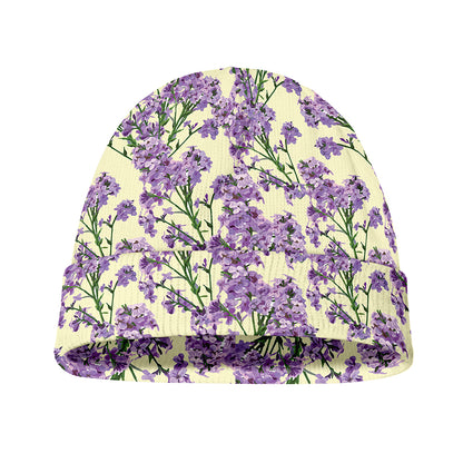 Watercolor Lavender Pattern Print Beanie