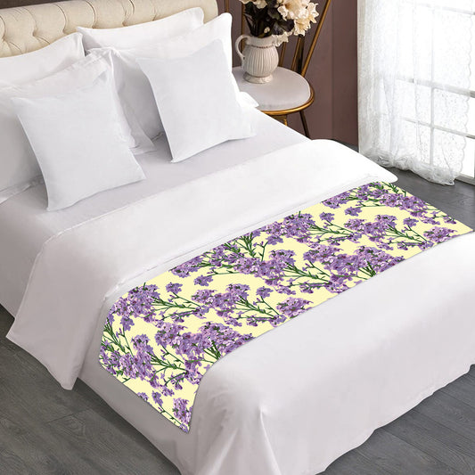 Watercolor Lavender Pattern Print Bed Runner