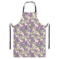 Watercolor Lavender Pattern Print Bib Apron With Pocket