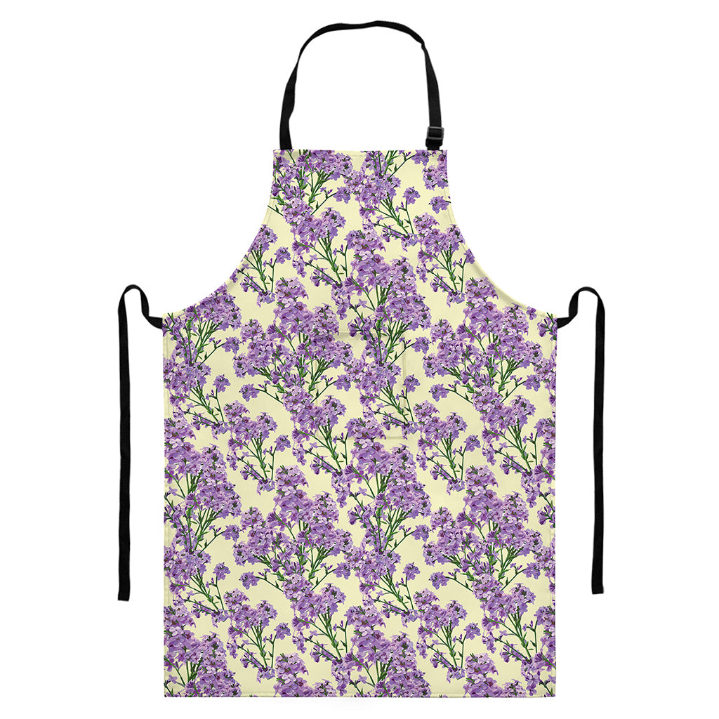 Watercolor Lavender Pattern Print Bib Apron With Pocket