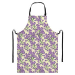 Watercolor Lavender Pattern Print Bib Apron With Pocket