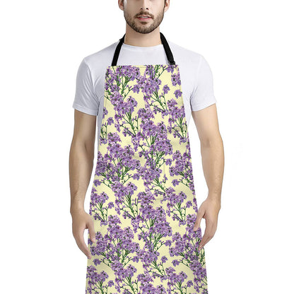 Watercolor Lavender Pattern Print Bib Apron With Pocket