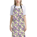 Watercolor Lavender Pattern Print Bib Apron With Pocket