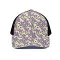 Watercolor Lavender Pattern Print Black Mesh Trucker Hat