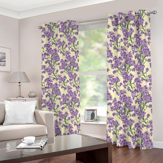 Watercolor Lavender Pattern Print Blackout Grommet Curtains