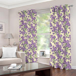 Watercolor Lavender Pattern Print Blackout Grommet Curtains