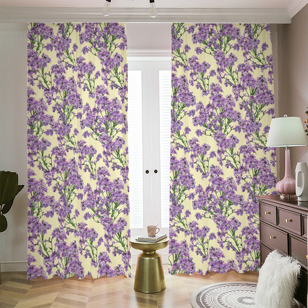Watercolor Lavender Pattern Print Blackout Pencil Pleat Curtains