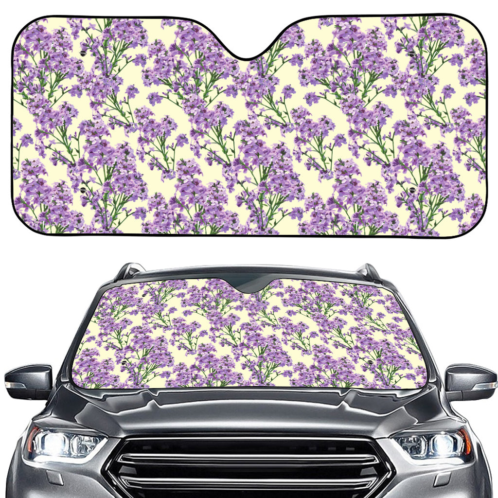 Watercolor Lavender Pattern Print Car Windshield Sun Shade