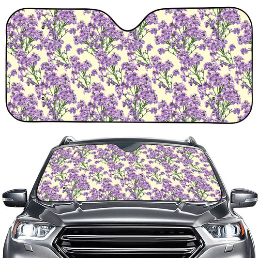 Watercolor Lavender Pattern Print Car Windshield Sun Shade