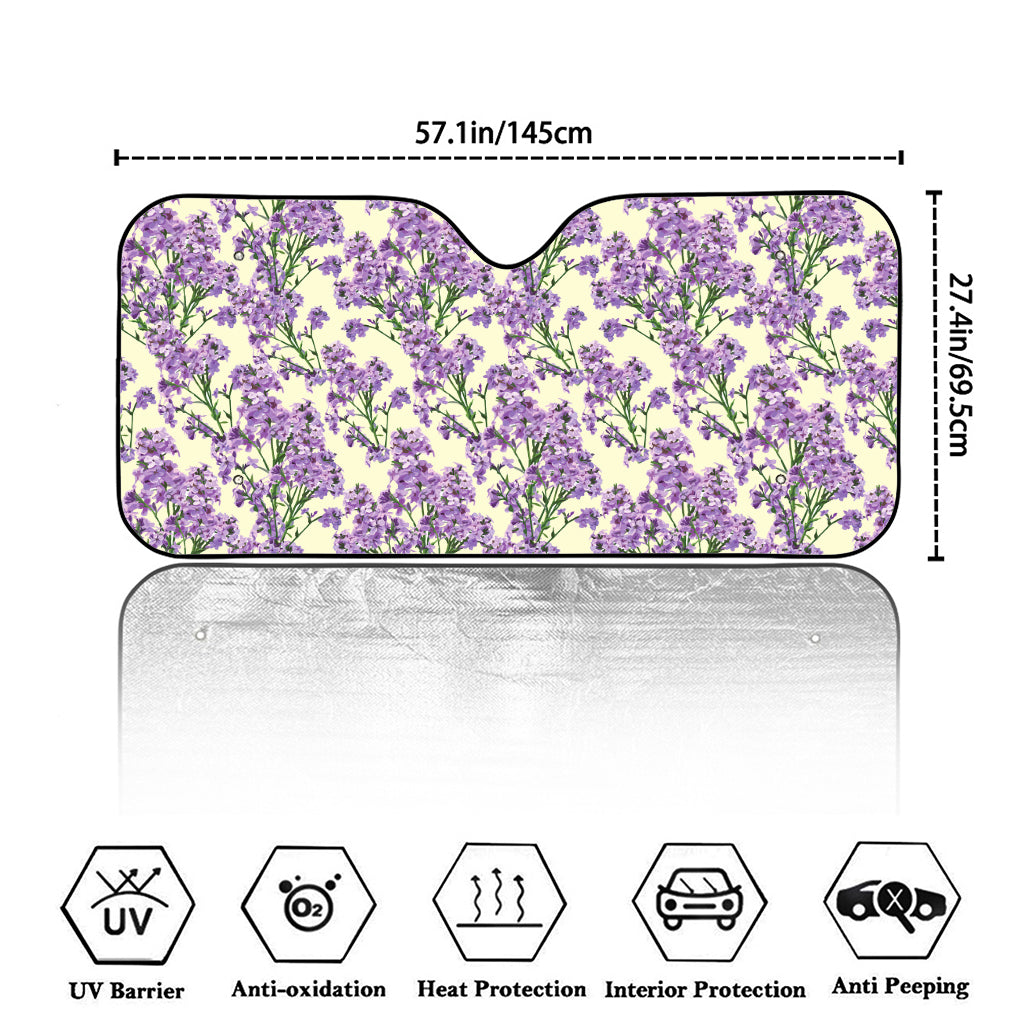 Watercolor Lavender Pattern Print Car Windshield Sun Shade