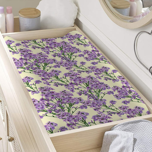 Watercolor Lavender Pattern Print Changing Pad Cover
