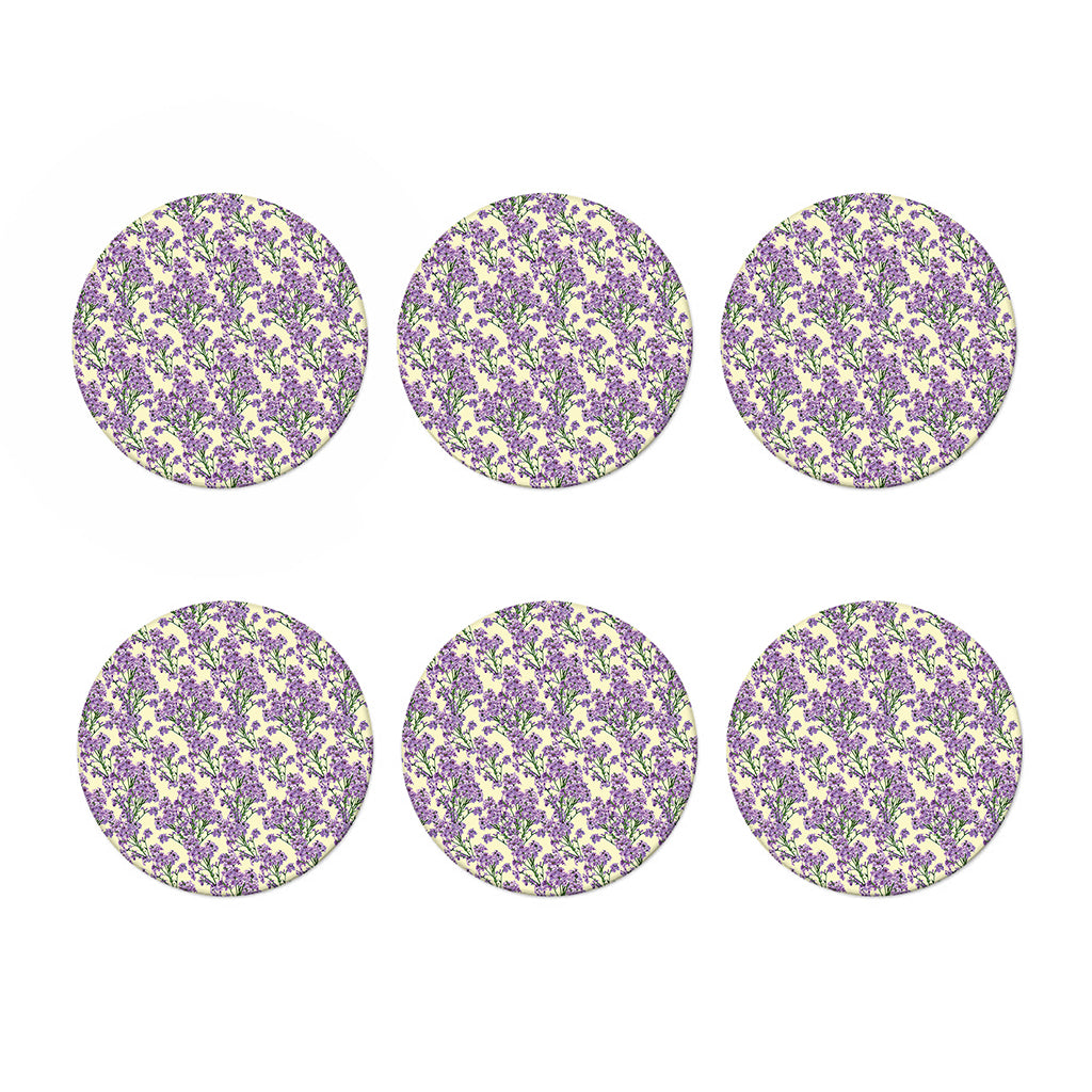 Watercolor Lavender Pattern Print Coaster Set