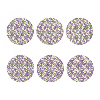 Watercolor Lavender Pattern Print Coaster Set