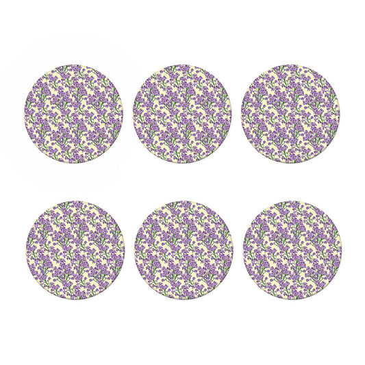 Watercolor Lavender Pattern Print Coaster Set