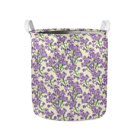 Watercolor Lavender Pattern Print Collapsible Laundry Basket