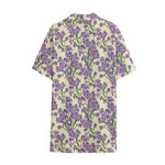 Watercolor Lavender Pattern Print Cotton Hawaiian Shirt