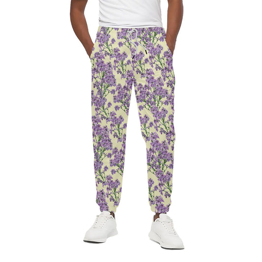 Watercolor Lavender Pattern Print Cotton Pants
