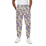 Watercolor Lavender Pattern Print Cotton Pants