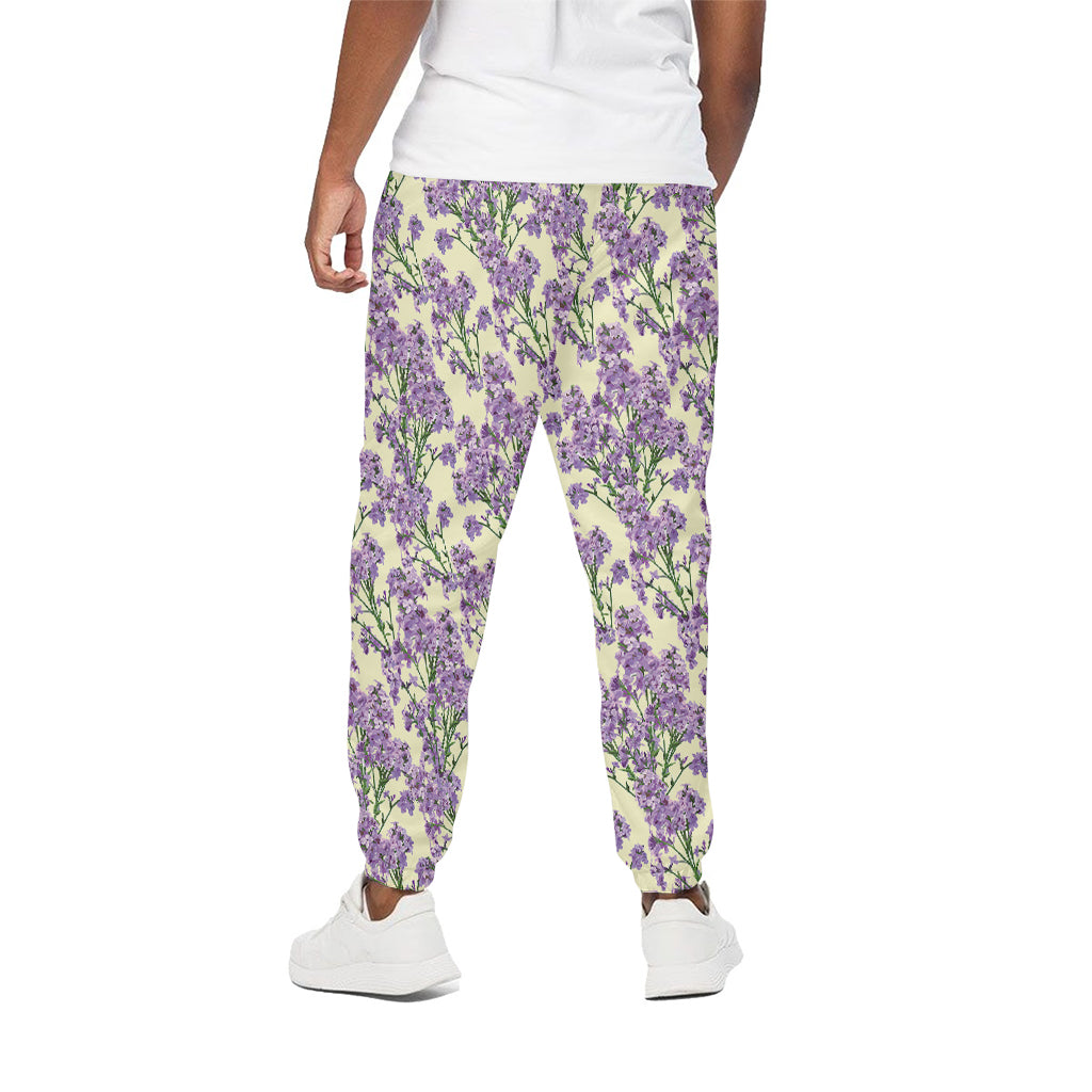 Watercolor Lavender Pattern Print Cotton Pants