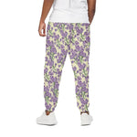 Watercolor Lavender Pattern Print Cotton Pants