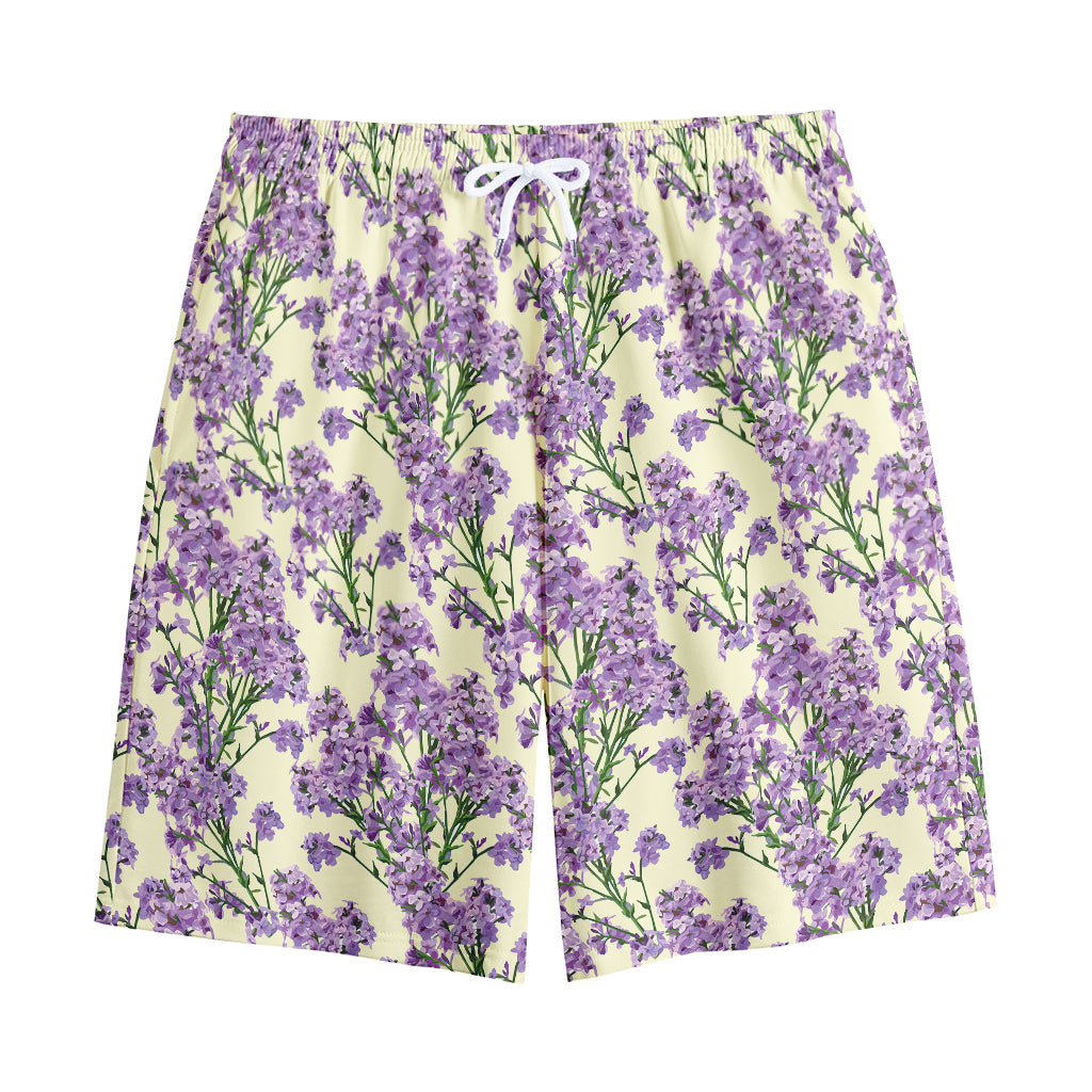 Watercolor Lavender Pattern Print Cotton Shorts