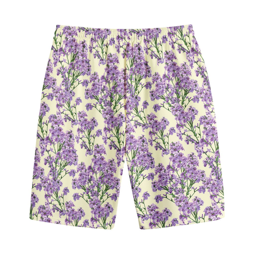 Watercolor Lavender Pattern Print Cotton Shorts