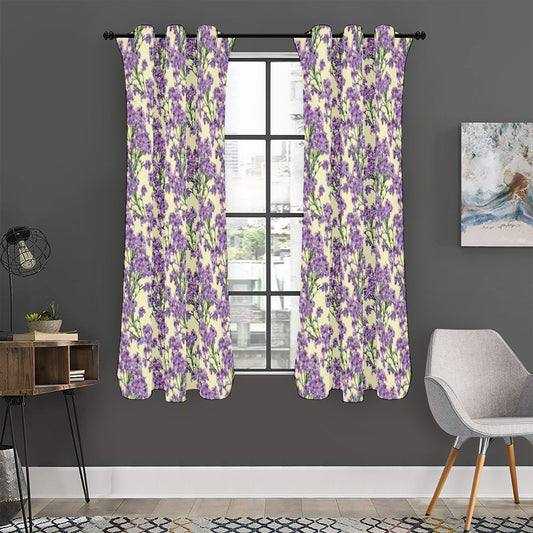 Watercolor Lavender Pattern Print Curtain