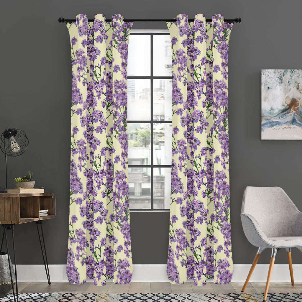 Watercolor Lavender Pattern Print Curtain