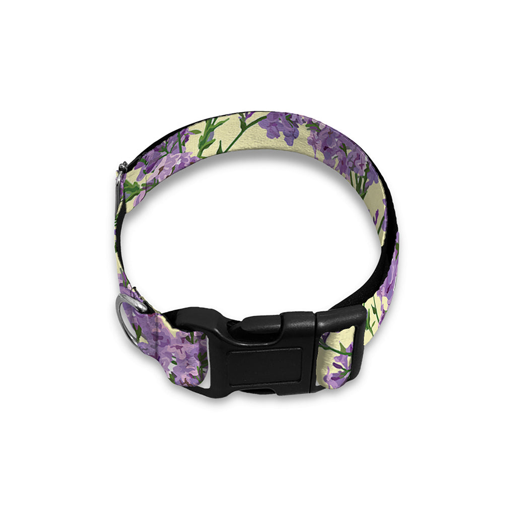 Watercolor Lavender Pattern Print Dog Collar