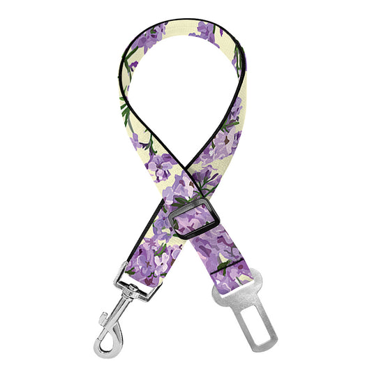 Watercolor Lavender Pattern Print Dog Seat Belt