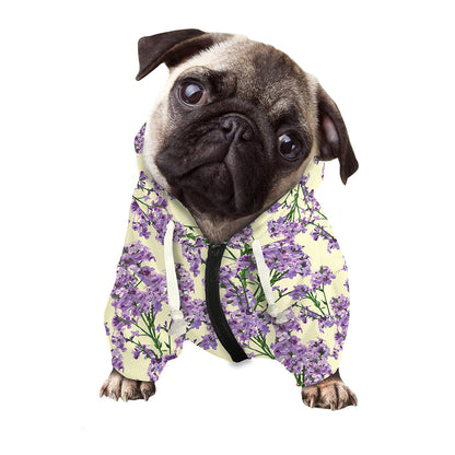 Watercolor Lavender Pattern Print Dog Zip Up Hoodie