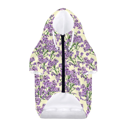 Watercolor Lavender Pattern Print Dog Zip Up Hoodie