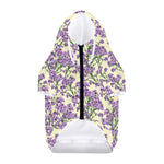 Watercolor Lavender Pattern Print Dog Zip Up Hoodie