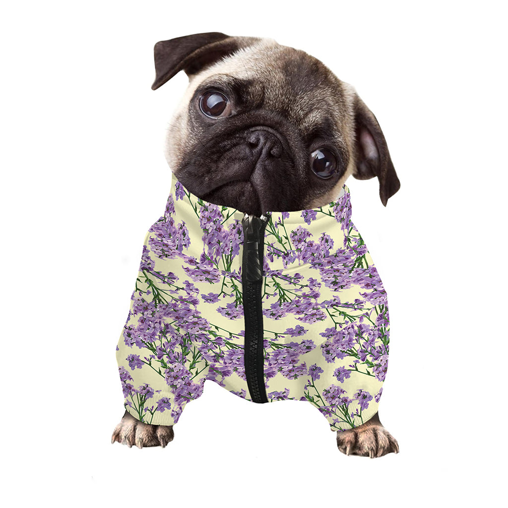 Watercolor Lavender Pattern Print Dog Zip Up Jacket