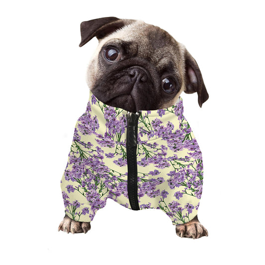 Watercolor Lavender Pattern Print Dog Zip Up Jacket