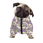 Watercolor Lavender Pattern Print Dog Zip Up Jacket