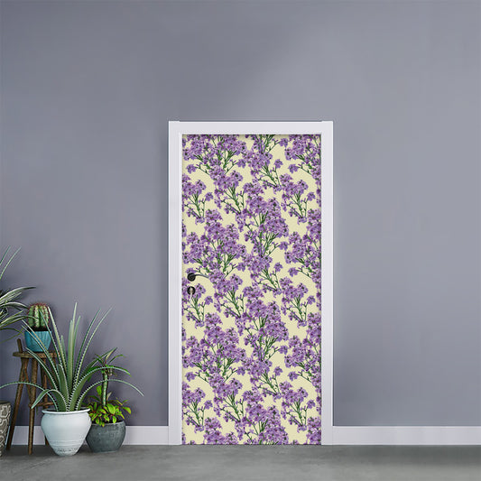 Watercolor Lavender Pattern Print Door Sticker