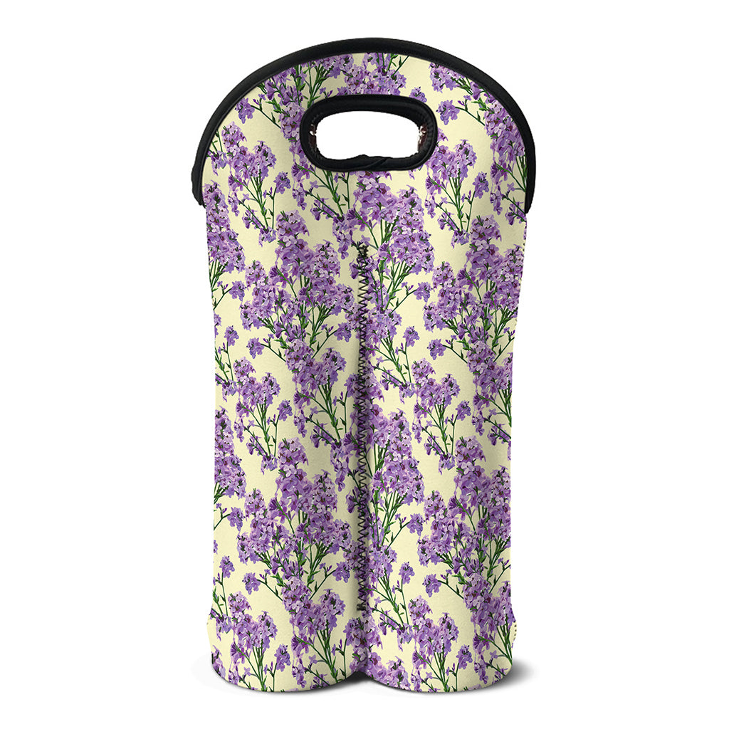 Watercolor Lavender Pattern Print Double Neoprene Wine Tote
