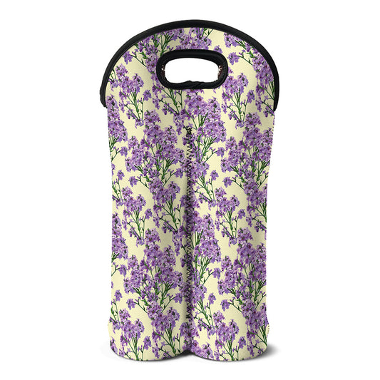 Watercolor Lavender Pattern Print Double Neoprene Wine Tote