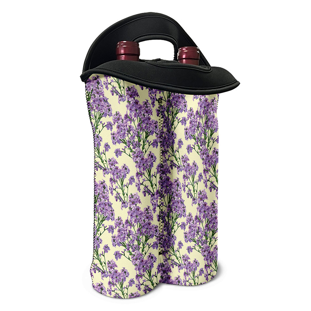 Watercolor Lavender Pattern Print Double Neoprene Wine Tote